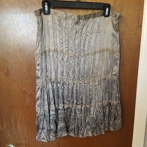 Tan Pleated Satin Skirt